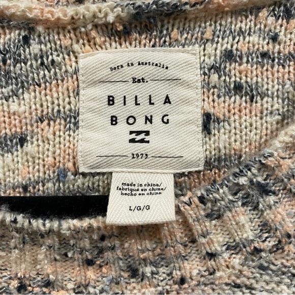 Billabong Knit Cropped Sweater Space Dye Blue Pink Cream Size Large - Picture 3 of 9